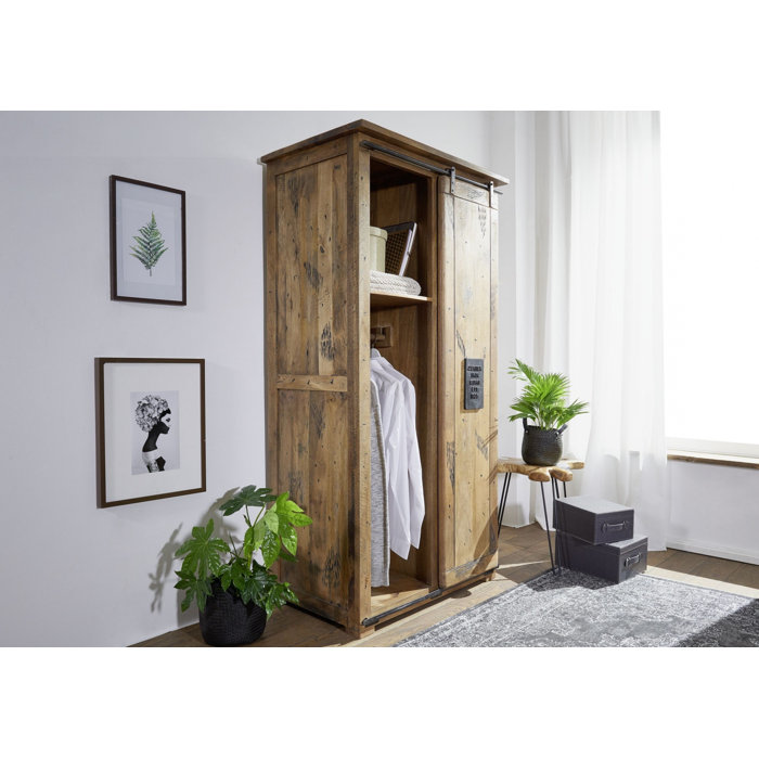 Massivmoebel24 Railway 1 Door Wardrobe Wayfair.co.uk